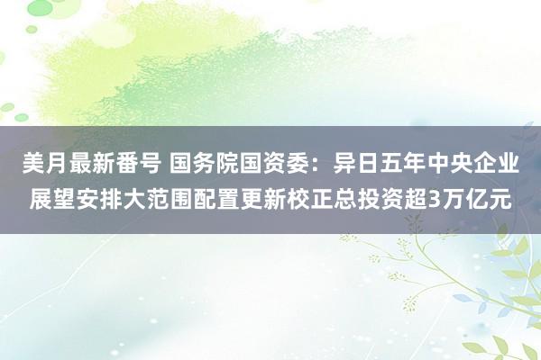 美月最新番号 国务院国资委：异日五年中央企业展望安排大范围配置更新校正总投资超3万亿元